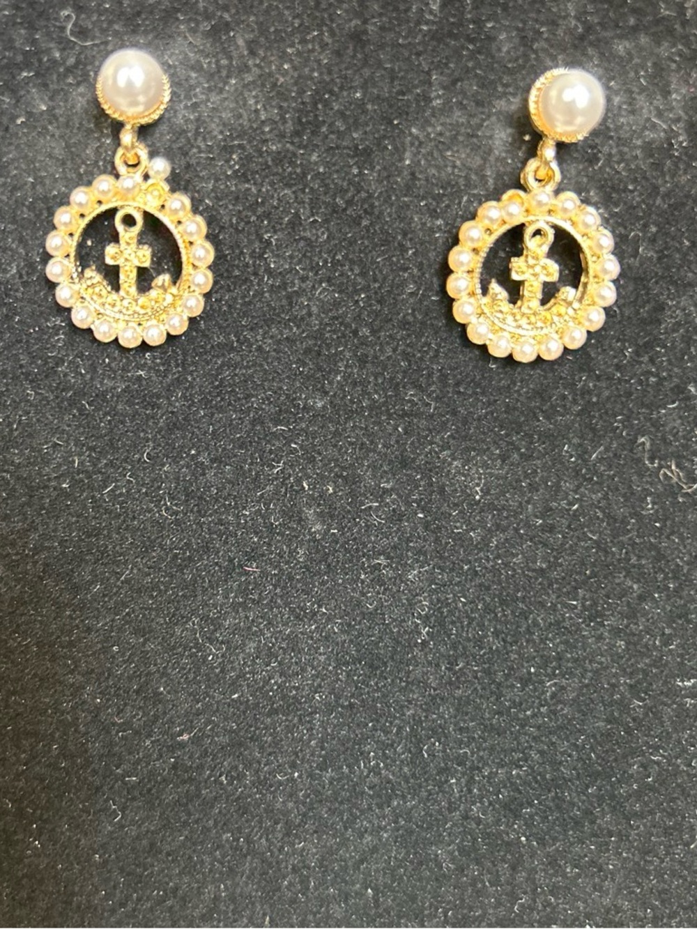 Gold color anchor Cross Drop Earrings - Women Jewelry